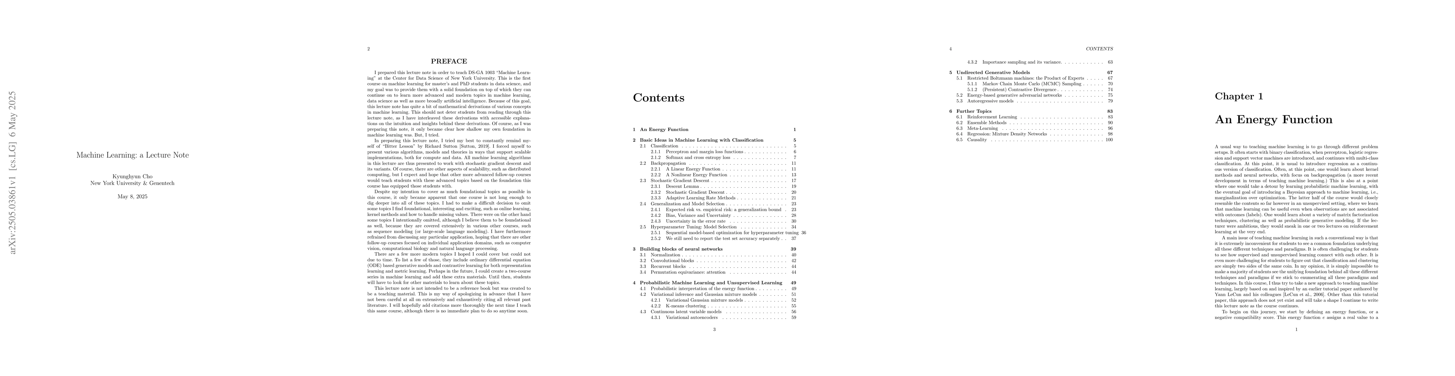 Thumbnail for Machine Learning: a Lecture Note