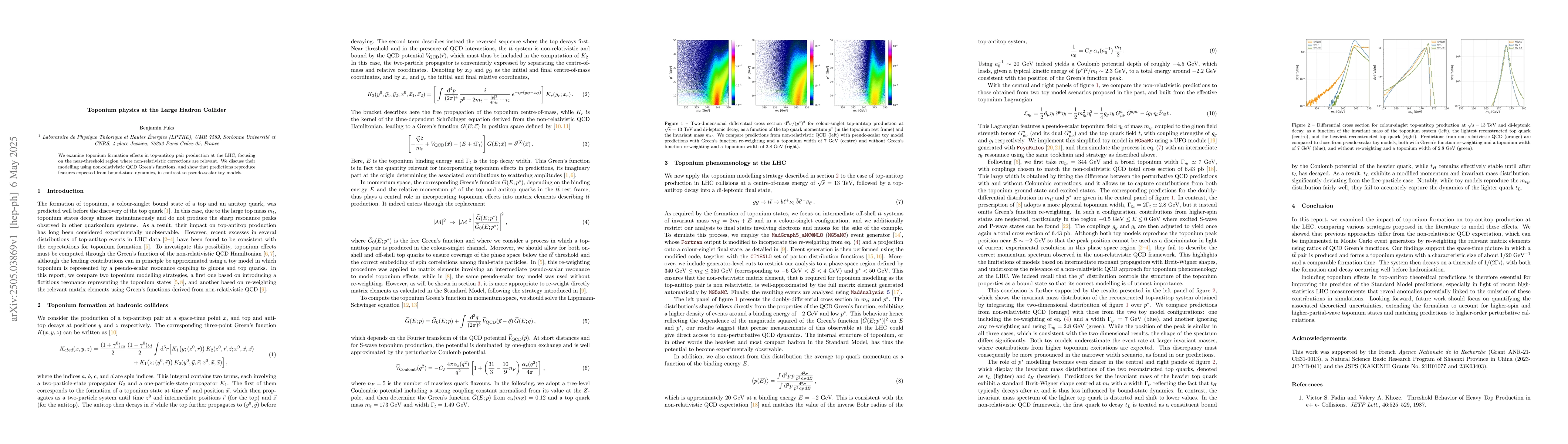 Thumbnail for Toponium physics at the Large Hadron Collider
