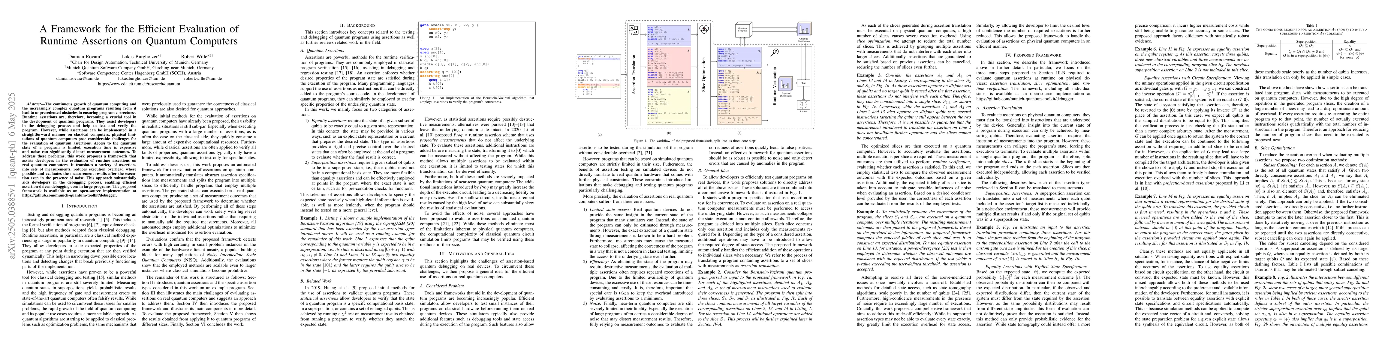 Thumbnail for A Framework for the Efficient Evaluation of Runtime Assertions on
  Quantum Computers