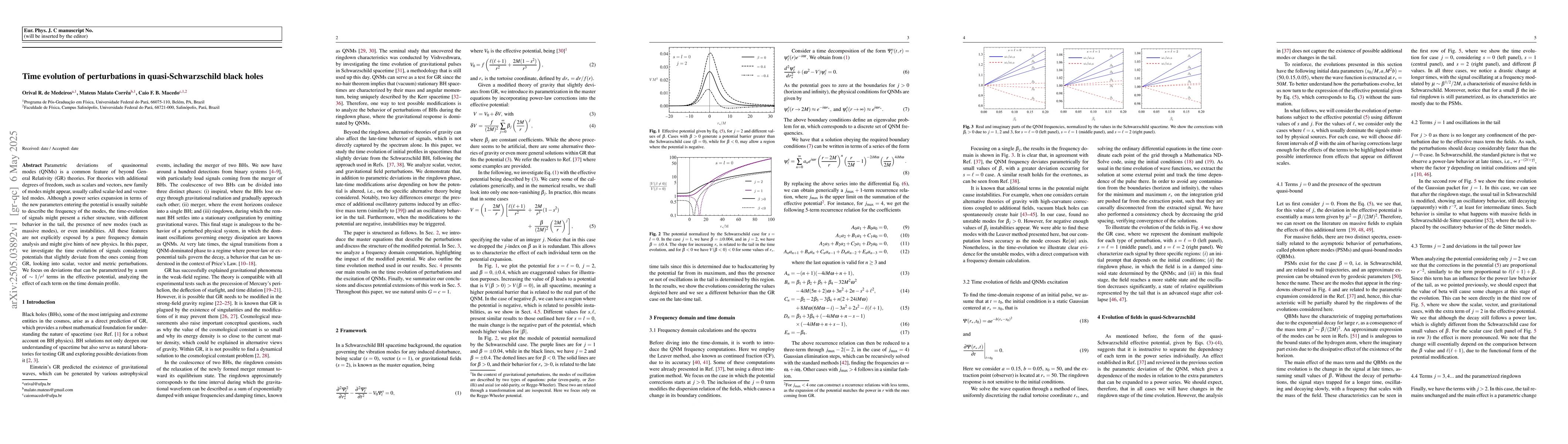 Thumbnail for Time evolution of perturbations in quasi-Schwarzschild black holes