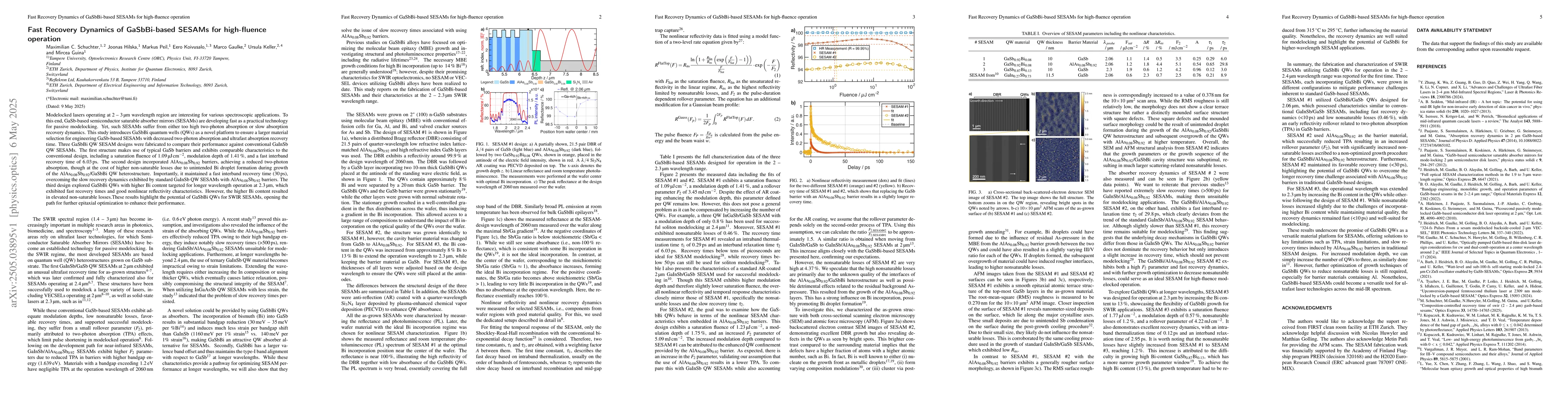 Thumbnail for Fast Recovery Dynamics of GaSbBi-based SESAMs for high-fluence operation