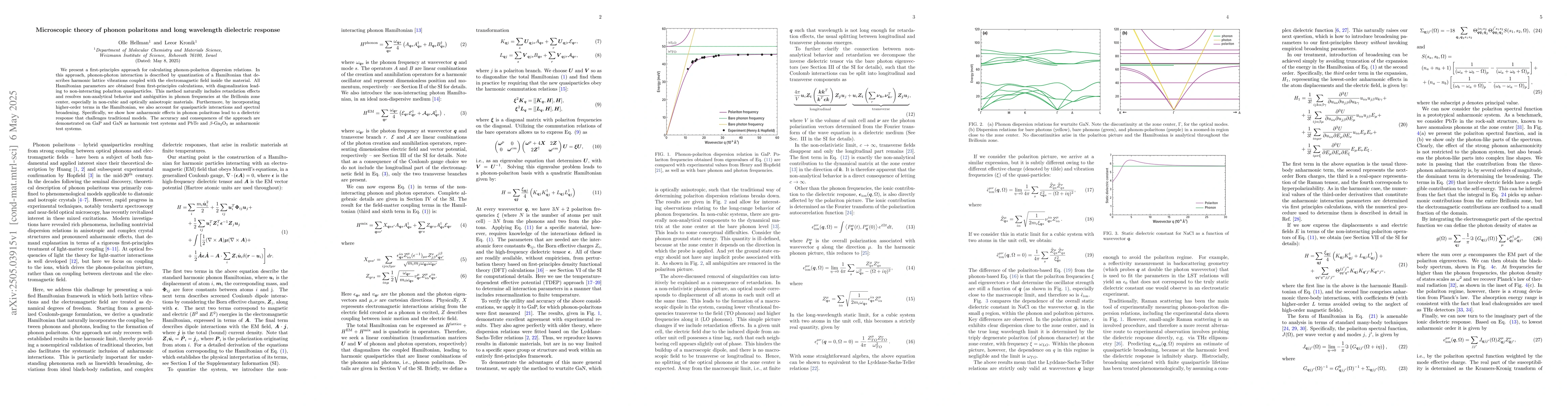 Thumbnail for Microscopic theory of phonon polaritons and long wavelength dielectric
  response