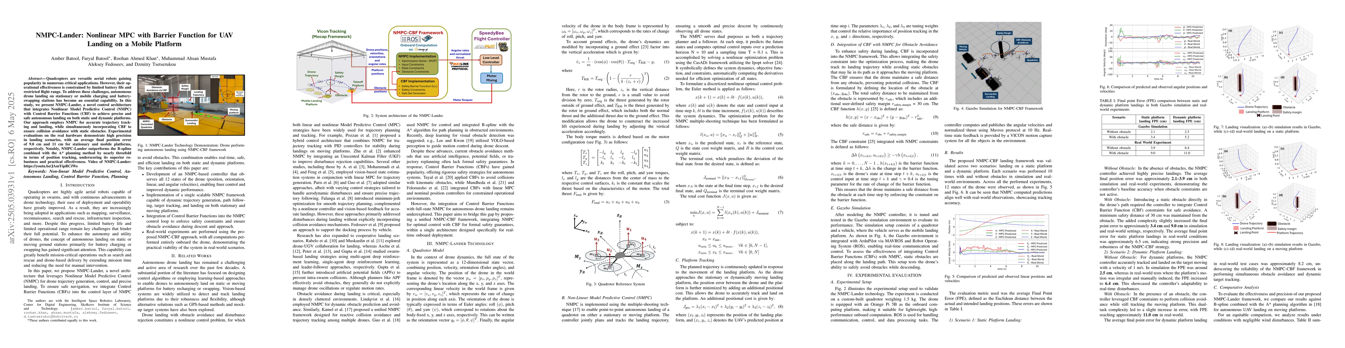 Thumbnail for NMPC-Lander: Nonlinear MPC with Barrier Function for UAV Landing on a
  Mobile Platform