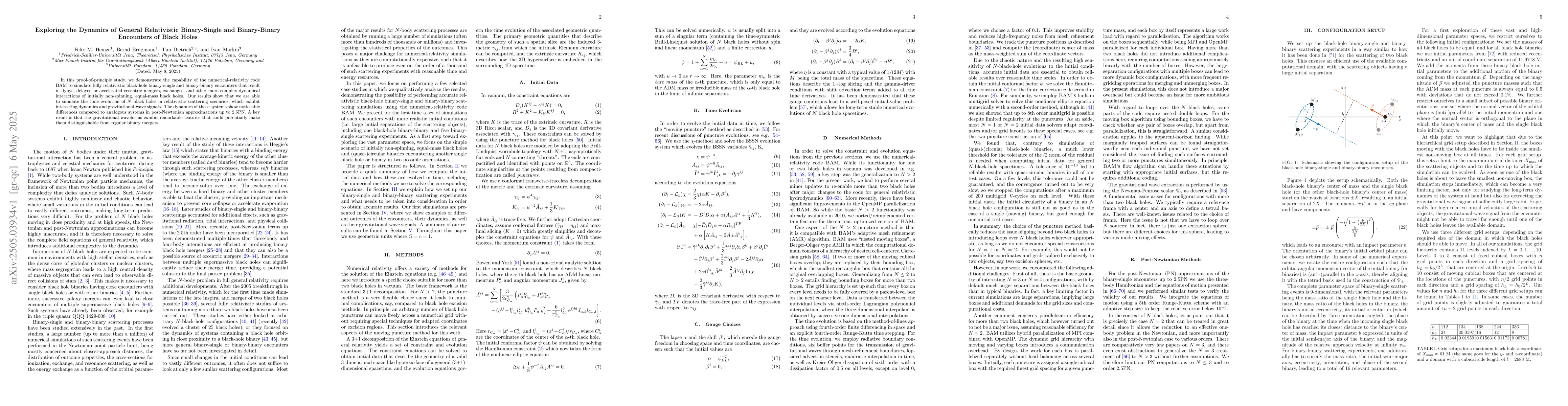 Thumbnail for Exploring the Dynamics of General Relativistic Binary-Single and
  Binary-Binary Encounters of Black Holes
