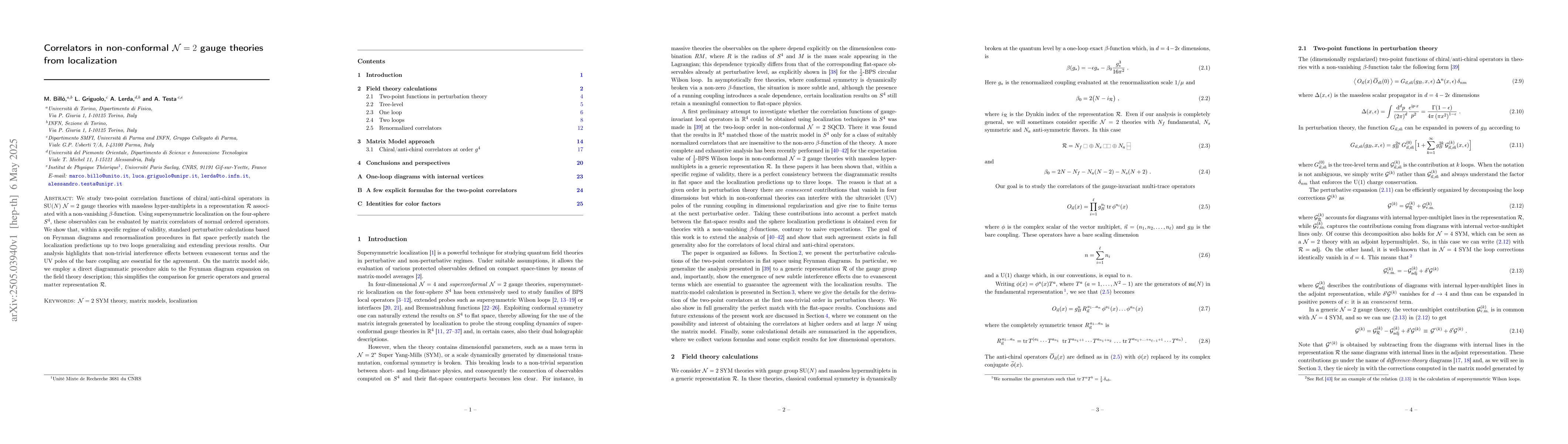 Thumbnail for Correlators in non-conformal $\mathcal{N}=2$ gauge theories from
  localization