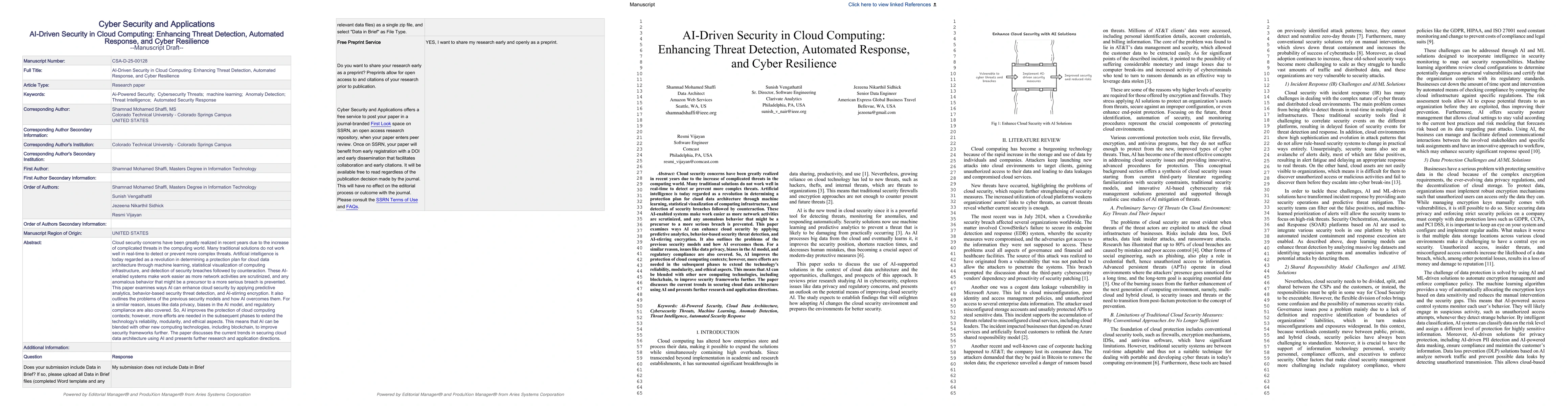 Thumbnail for AI-Driven Security in Cloud Computing: Enhancing Threat Detection,
  Automated Response, and Cyber Resilience