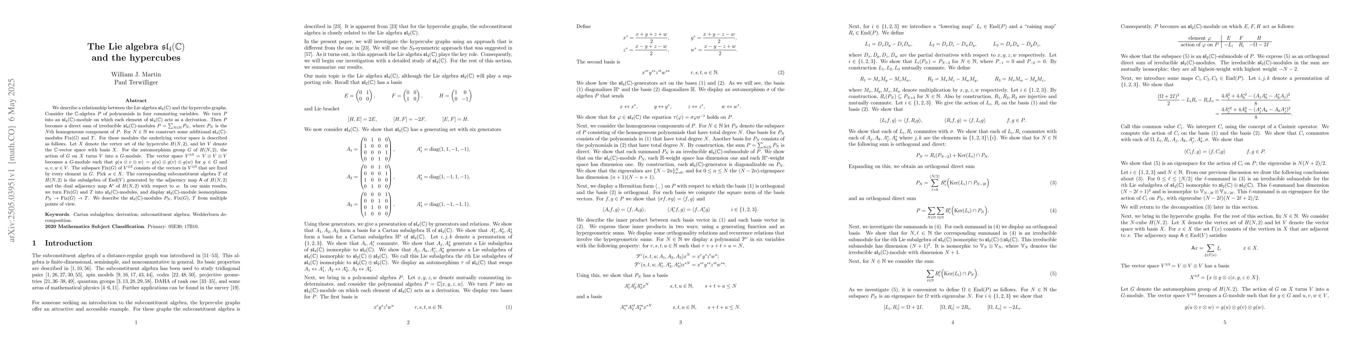 Thumbnail for The Lie algebra $\mathfrak{sl}_4(\mathbb C)$ and the hypercubes