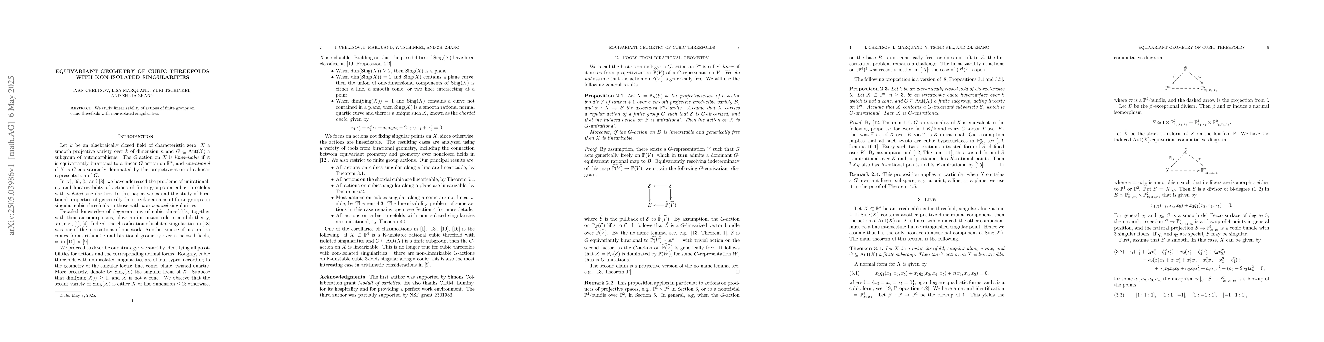 Thumbnail for Equivariant geometry of cubic threefolds with non-isolated singularities