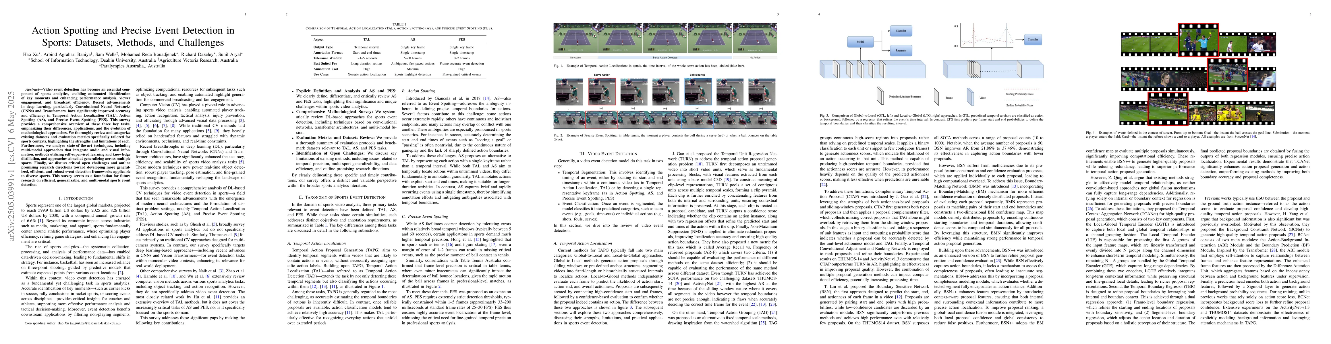 Thumbnail for Action Spotting and Precise Event Detection in Sports: Datasets,
  Methods, and Challenges