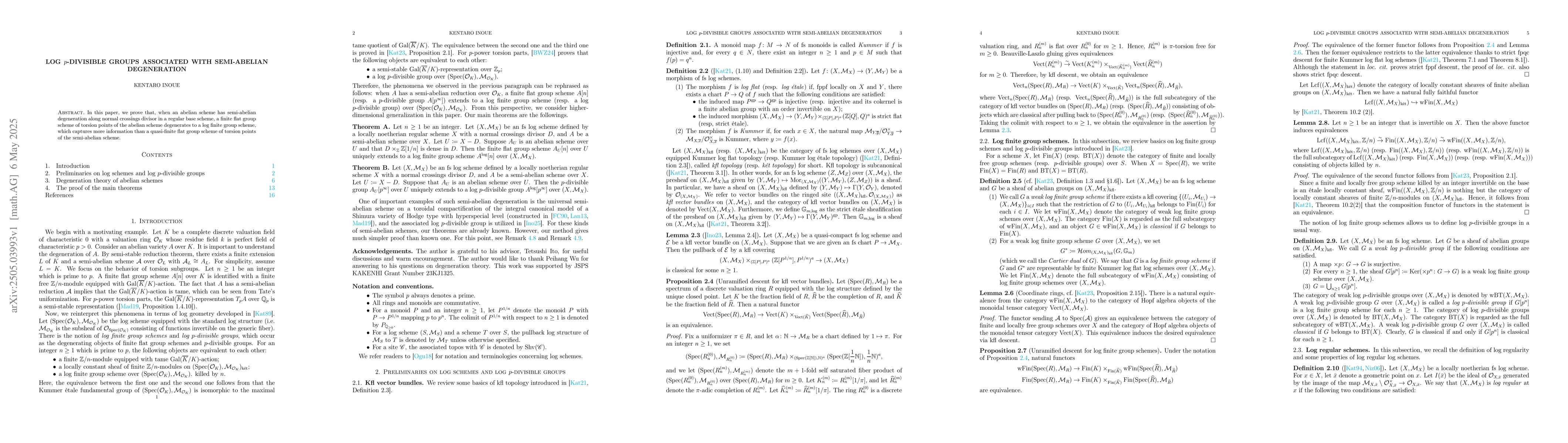 Thumbnail for Log $p$-divisible groups associated with semi-abelian degeneration