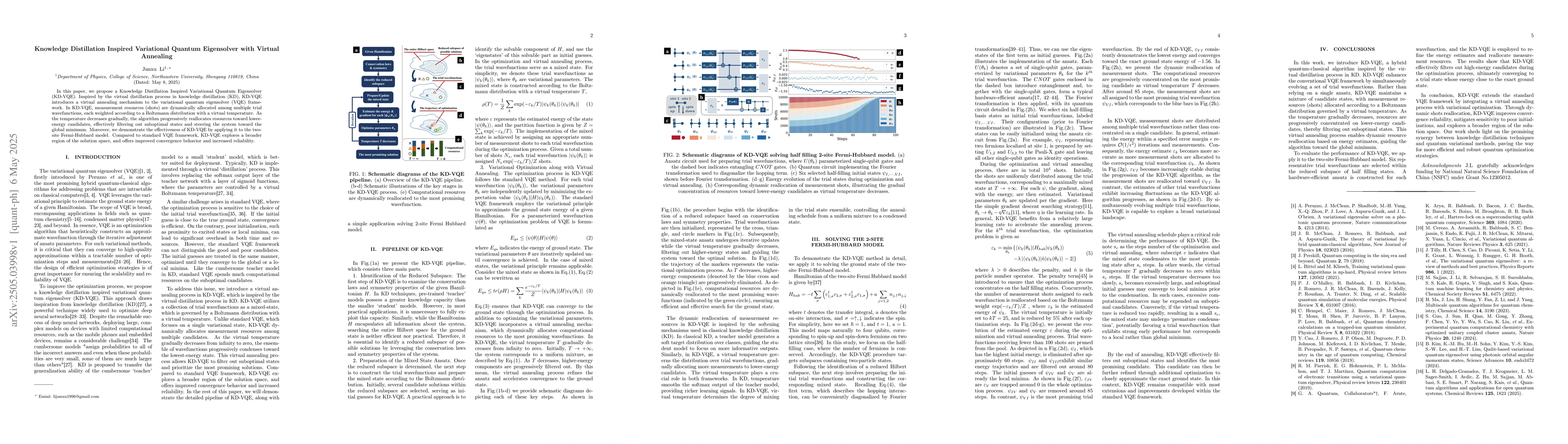 Thumbnail for Knowledge Distillation Inspired Variational Quantum Eigensolver with
  Virtual Annealing
