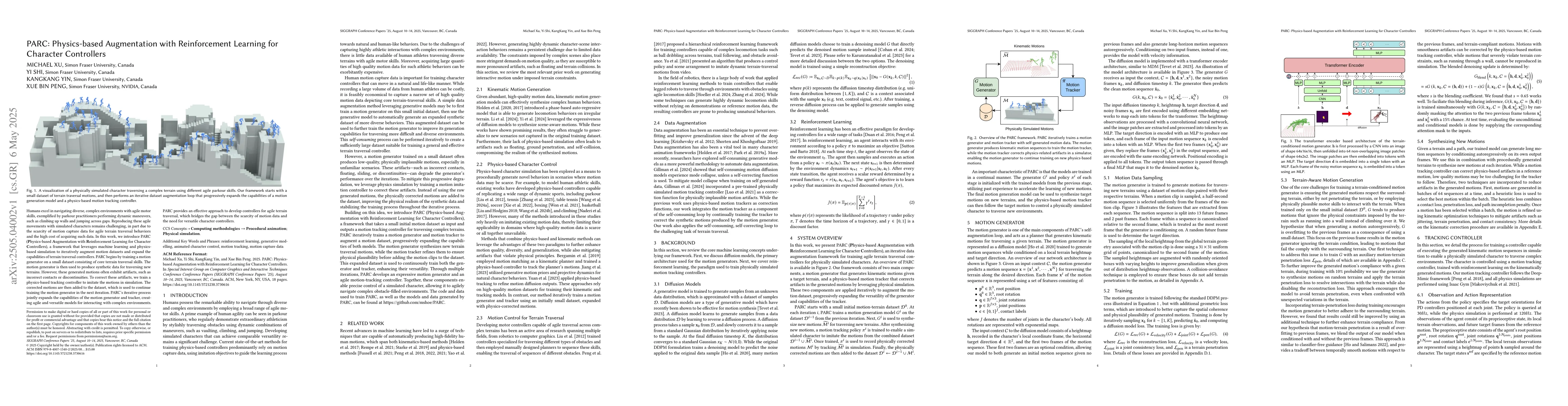 Thumbnail for PARC: Physics-based Augmentation with Reinforcement Learning for
  Character Controllers