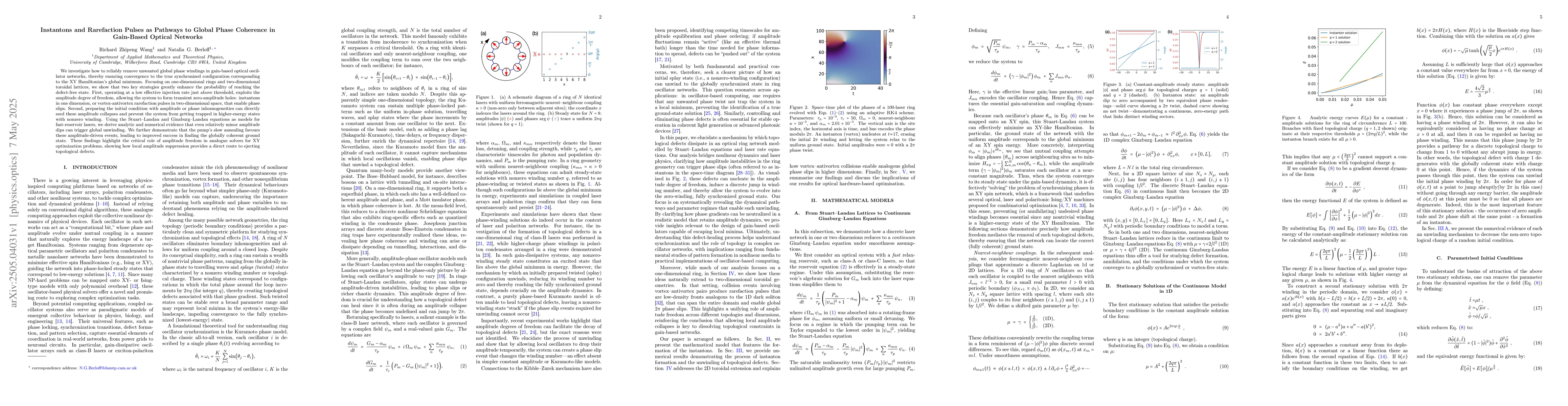 Thumbnail for Instantons and Rarefaction Pulses as Pathways to Global Phase Coherence
  in Gain-Based Optical Networks
