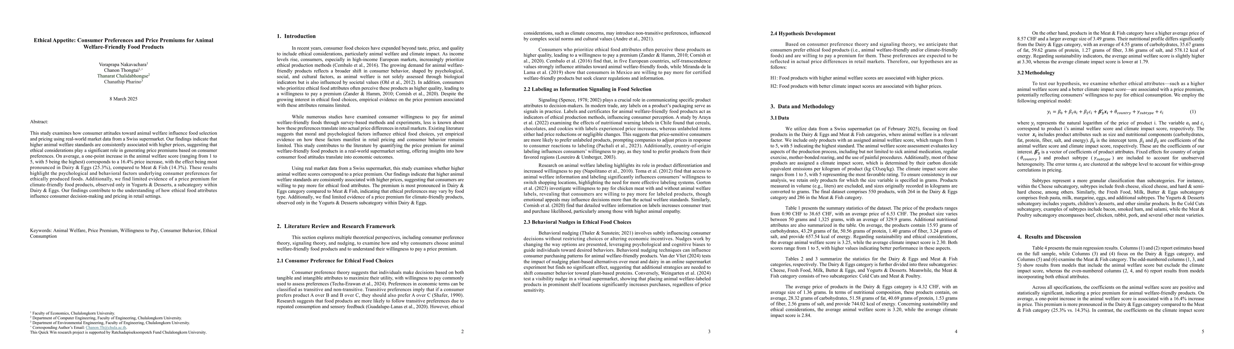 Thumbnail for Ethical Appetite: Consumer Preferences and Price Premiums for Animal
  Welfare-Friendly Food Products