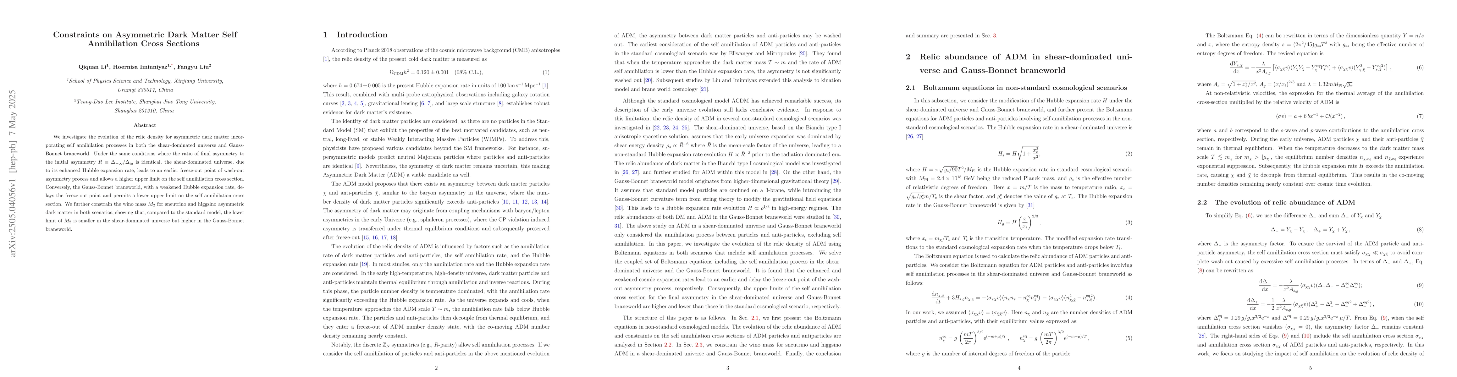 Thumbnail for Constraints on Asymmetric Dark Matter Self Annihilation Cross Sections