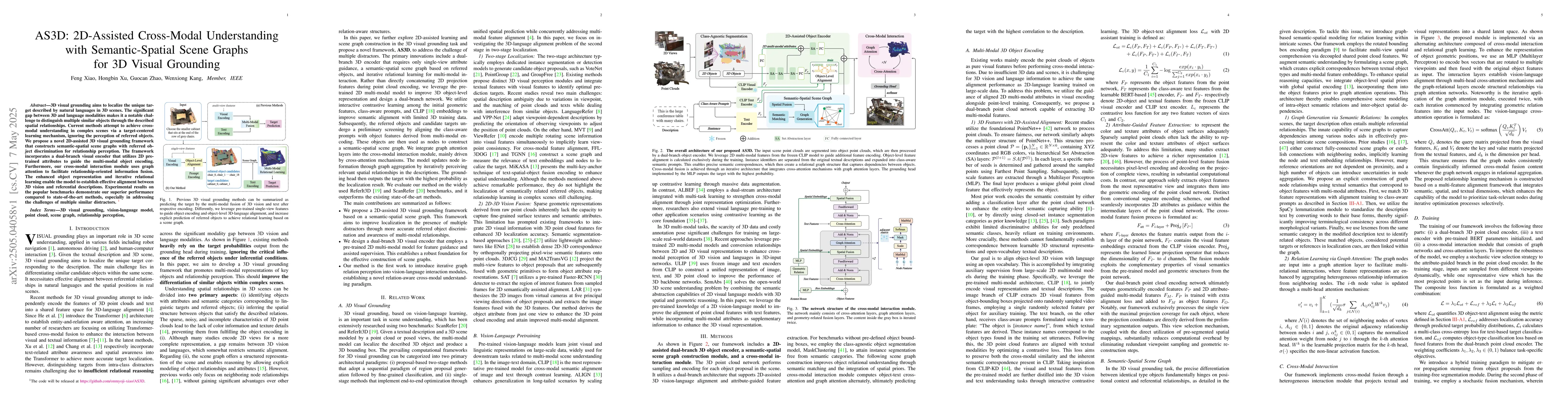 Thumbnail for AS3D: 2D-Assisted Cross-Modal Understanding with Semantic-Spatial Scene
  Graphs for 3D Visual Grounding