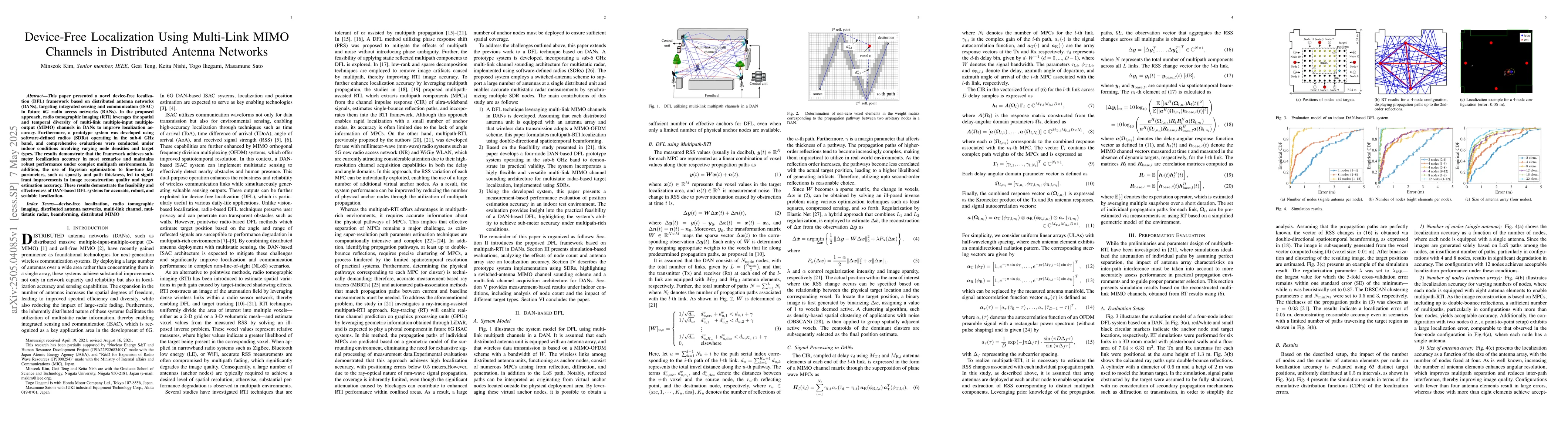 Thumbnail for Device-Free Localization Using Multi-Link MIMO Channels in Distributed
  Antenna Networks