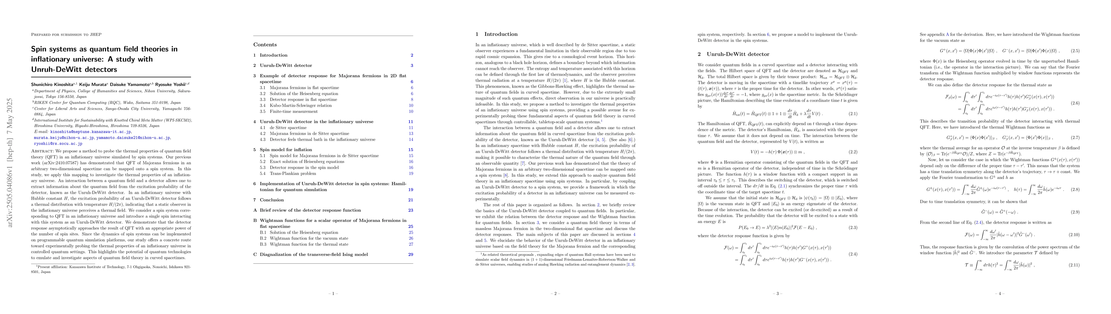 Thumbnail for Spin systems as quantum field theories in inflationary universe: A study
  with Unruh-DeWitt detectors