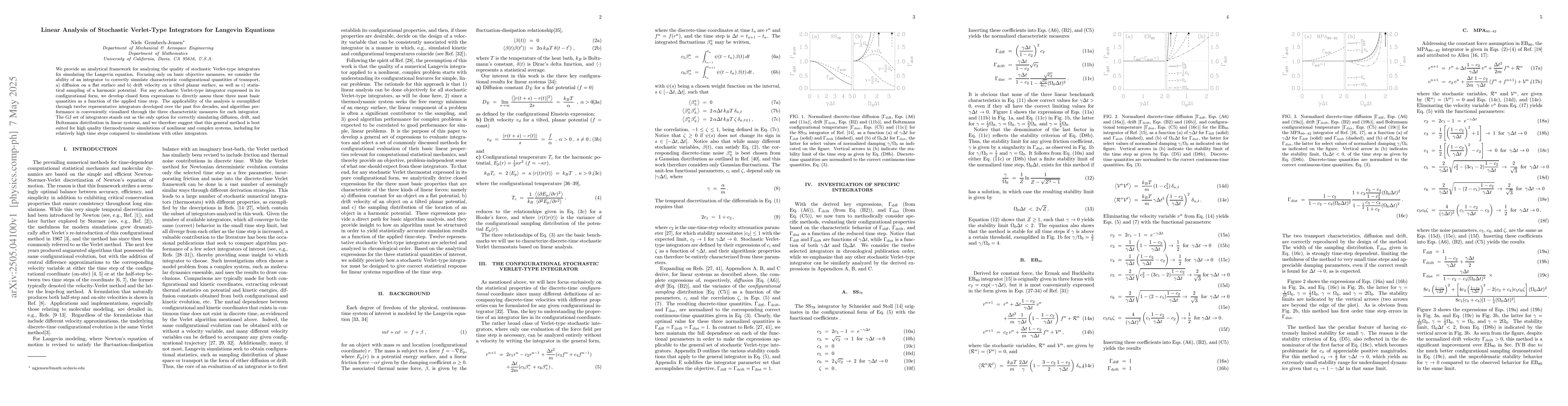 Thumbnail for Linear Analysis of Stochastic Verlet-Type Integrators for Langevin
  Equations