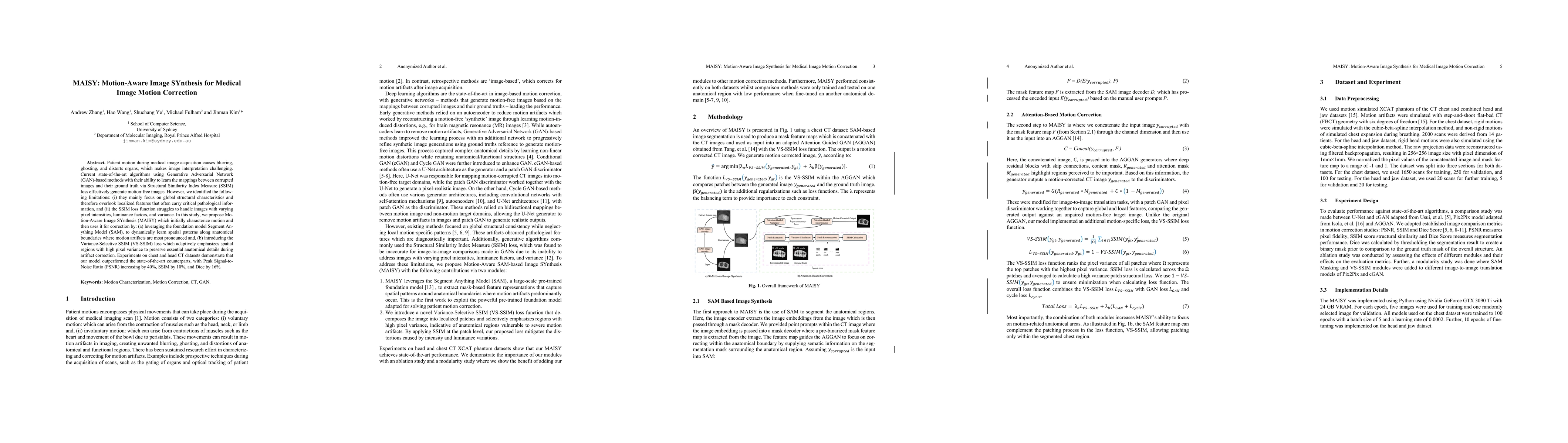 Thumbnail for MAISY: Motion-Aware Image SYnthesis for MedicalImage Motion Correction