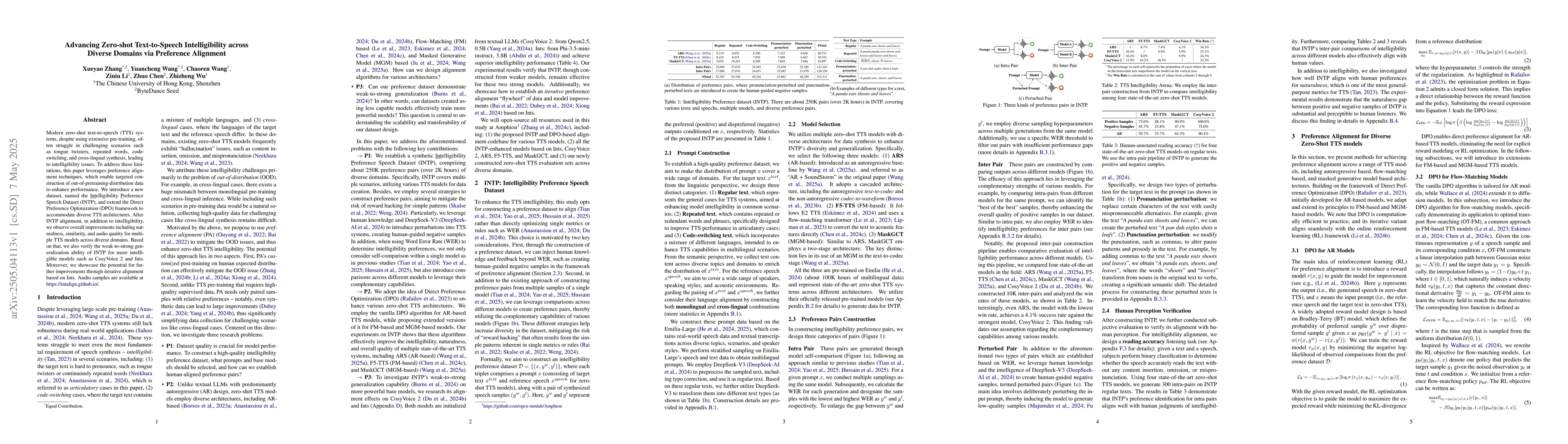Thumbnail for Advancing Zero-shot Text-to-Speech Intelligibility across Diverse
  Domains via Preference Alignment