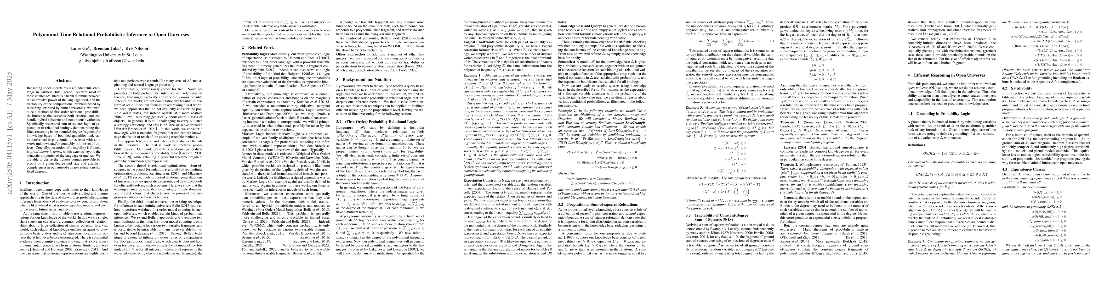 Thumbnail for Polynomial-Time Relational Probabilistic Inference in Open Universes