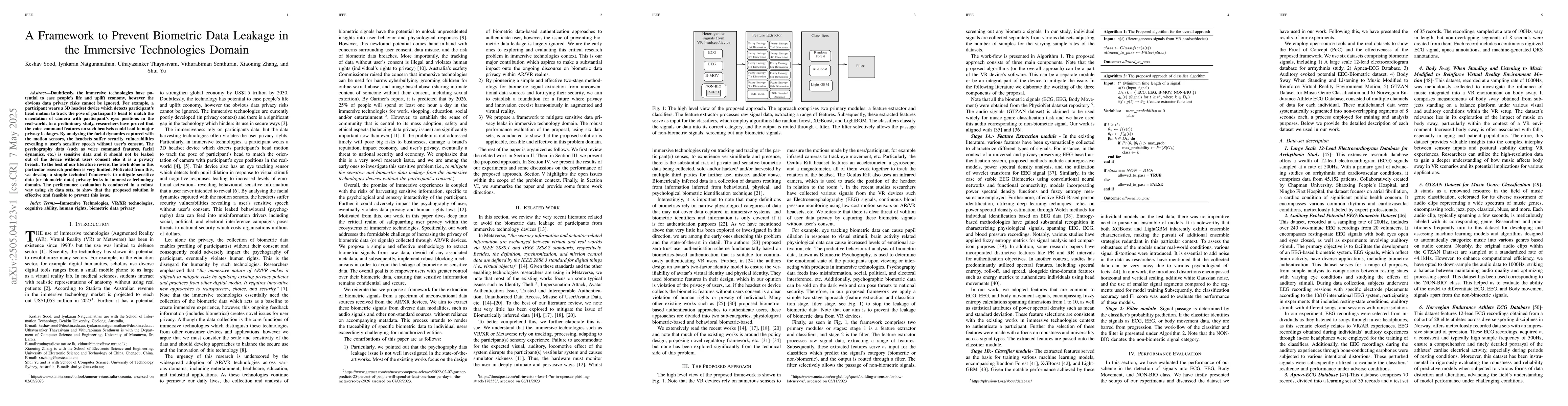 Thumbnail for A Framework to Prevent Biometric Data Leakage in the Immersive
  Technologies Domain