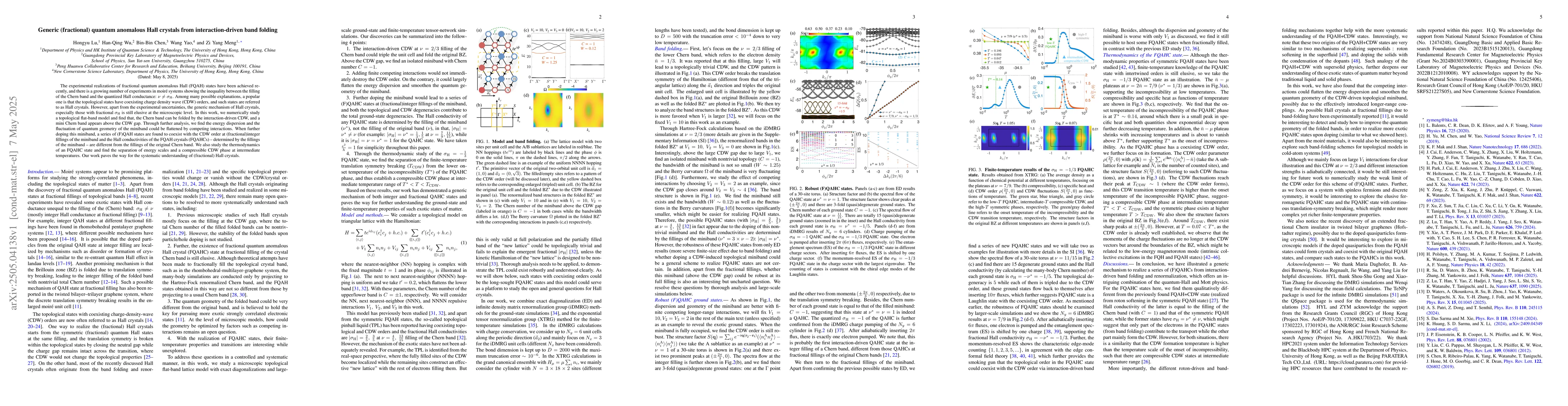 Thumbnail for Generic (fractional) quantum anomalous Hall crystals from
  interaction-driven band folding