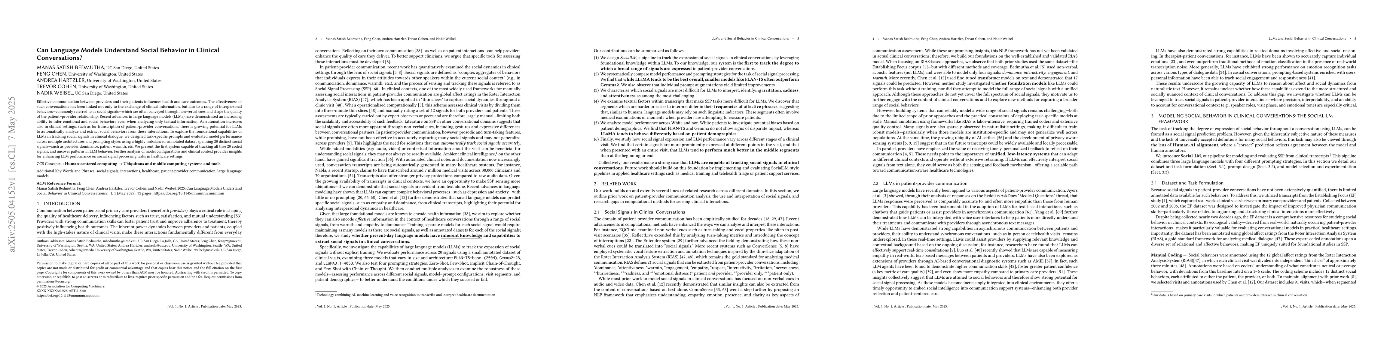 Thumbnail for Can Language Models Understand Social Behavior in Clinical
  Conversations?