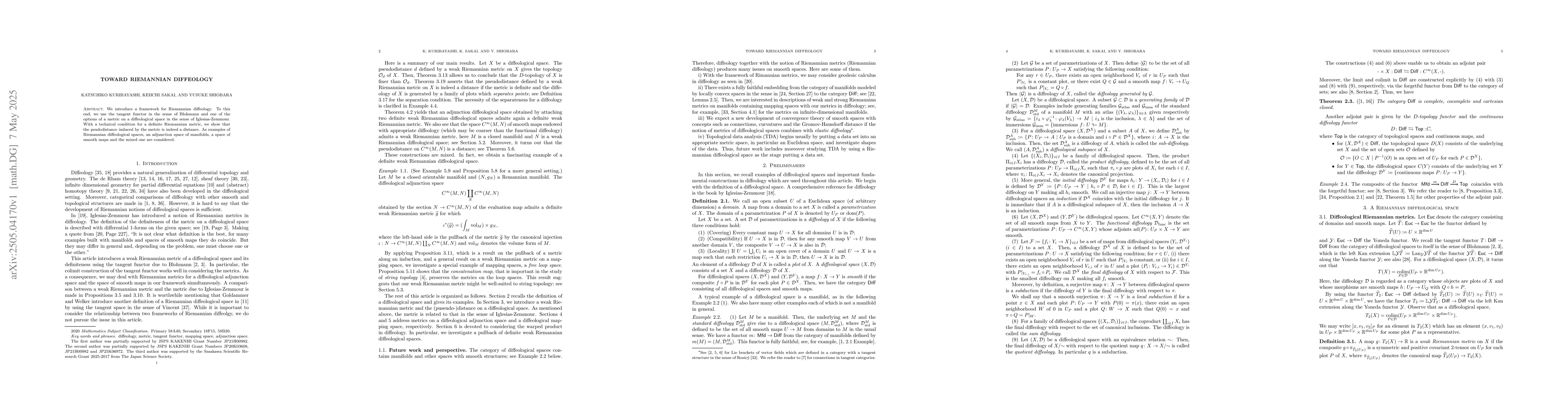 Thumbnail for Toward Riemannian diffeology