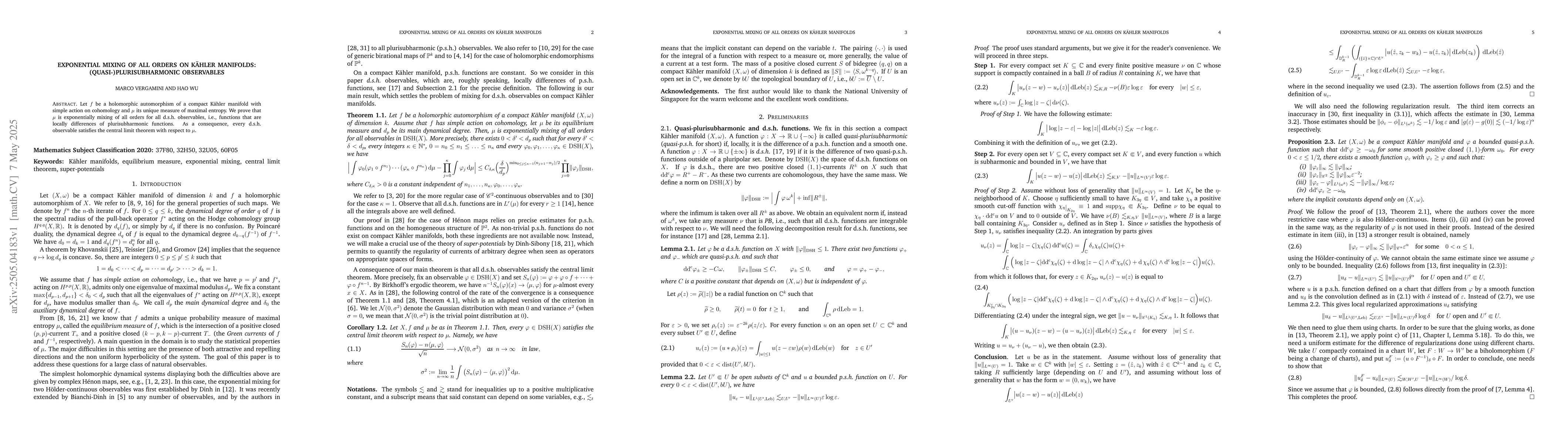 Thumbnail for Exponential mixing of all orders on Kähler manifolds:
  (quasi-)plurisubharmonic observables