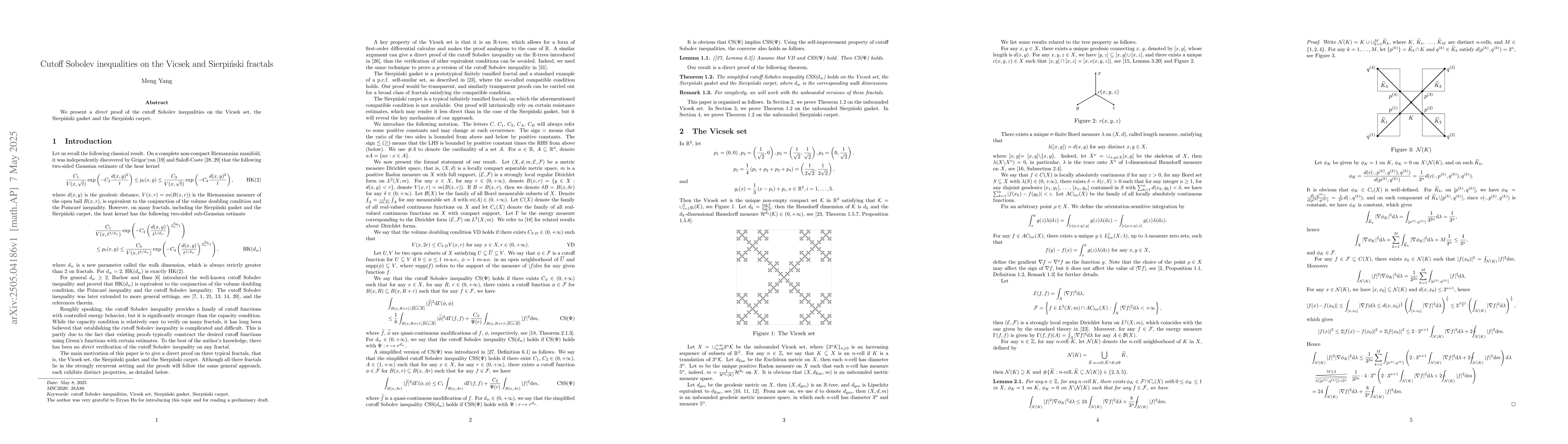 Thumbnail for Cutoff Sobolev inequalities on the Vicsek and Sierpiński fractals