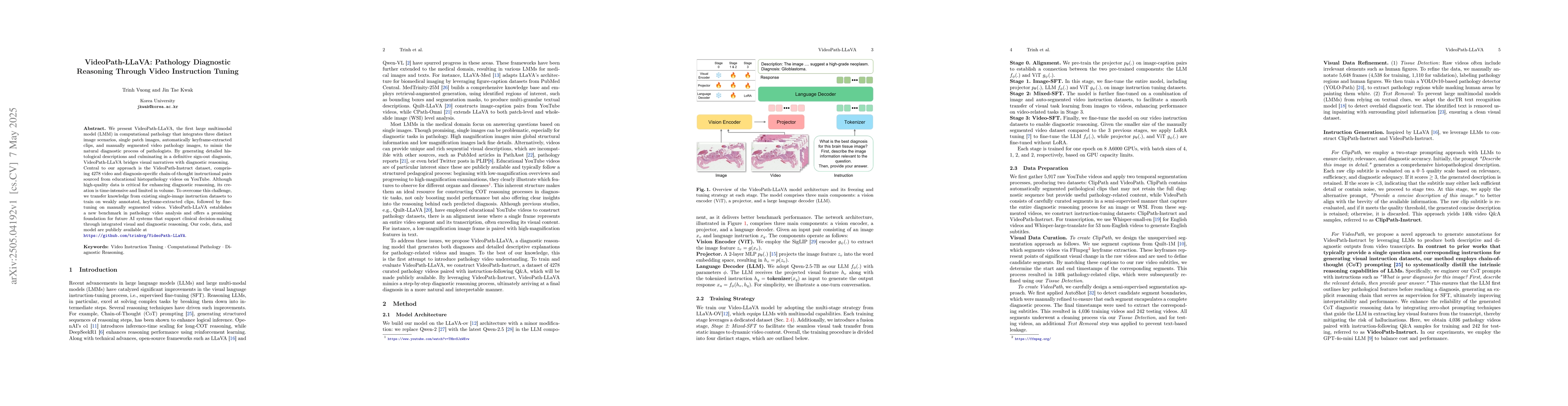 Thumbnail for VideoPath-LLaVA: Pathology Diagnostic Reasoning Through Video
  Instruction Tuning