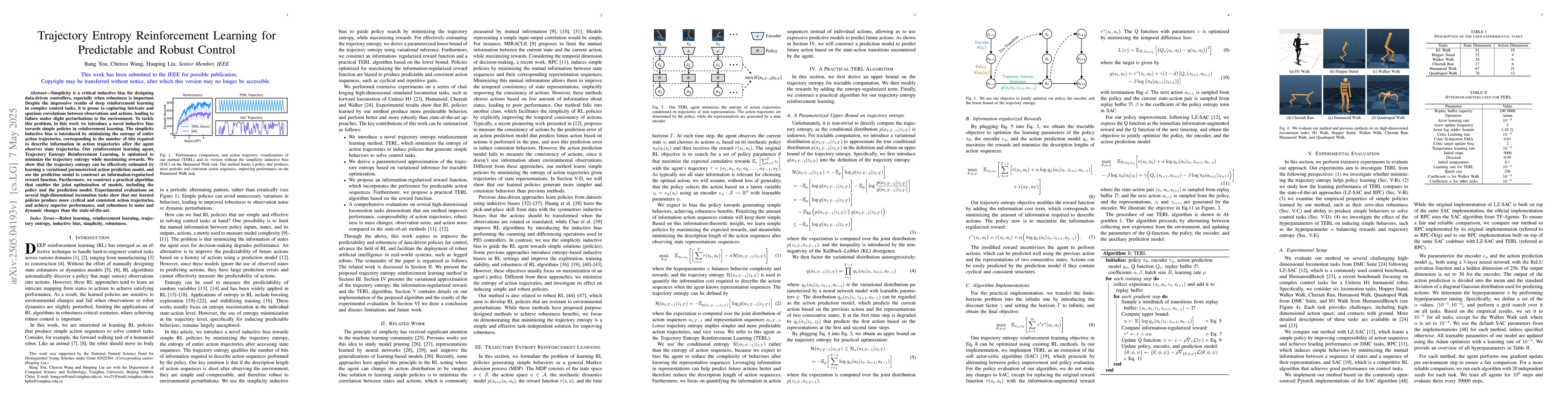 Thumbnail for Trajectory Entropy Reinforcement Learning for Predictable and Robust
  Control