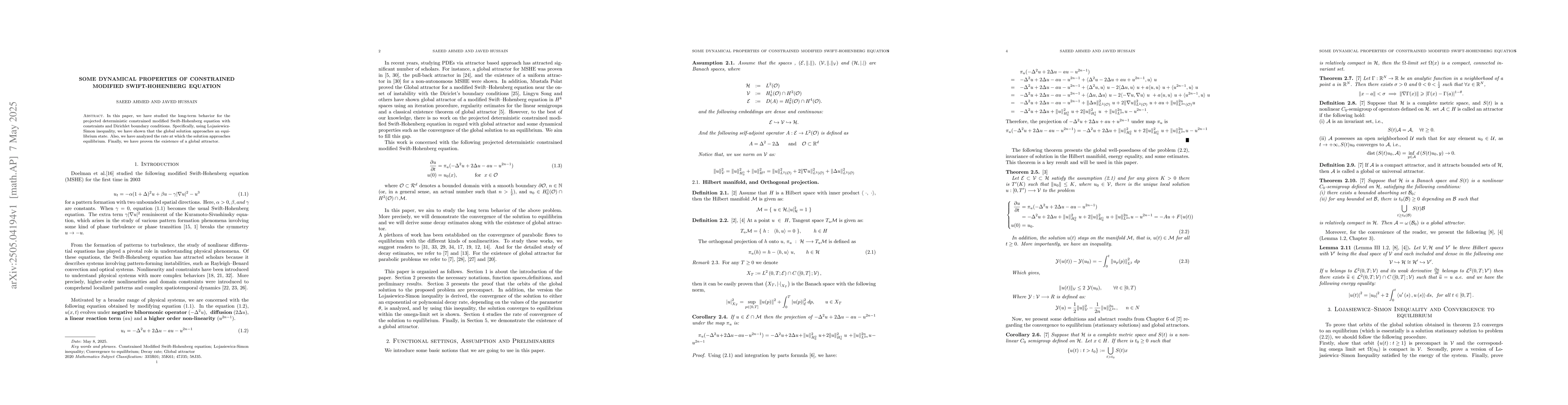 Thumbnail for Some dynamical properties of constrained Modified Swift-Hohenberg
  Equation
