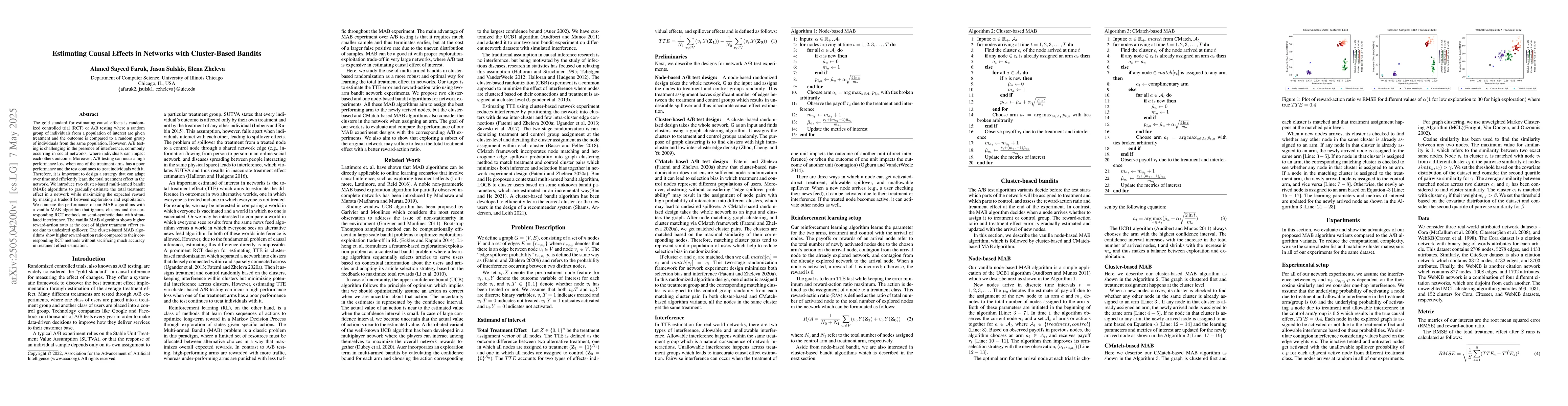 Thumbnail for Estimating Causal Effects in Networks with Cluster-Based Bandits
