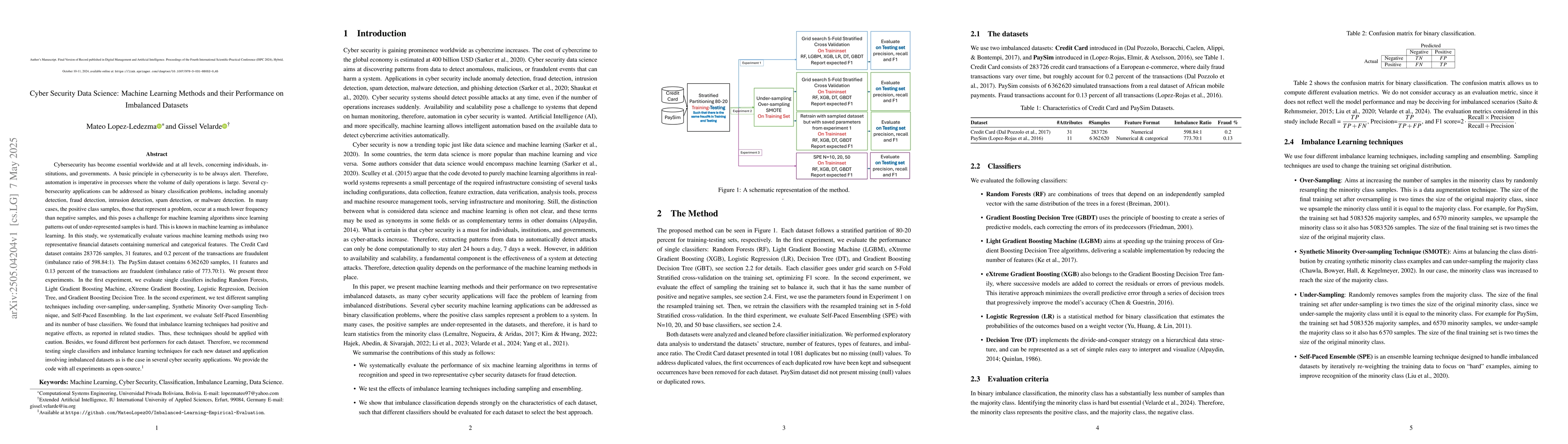 Thumbnail for Cyber Security Data Science: Machine Learning Methods and their
  Performance on Imbalanced Datasets
