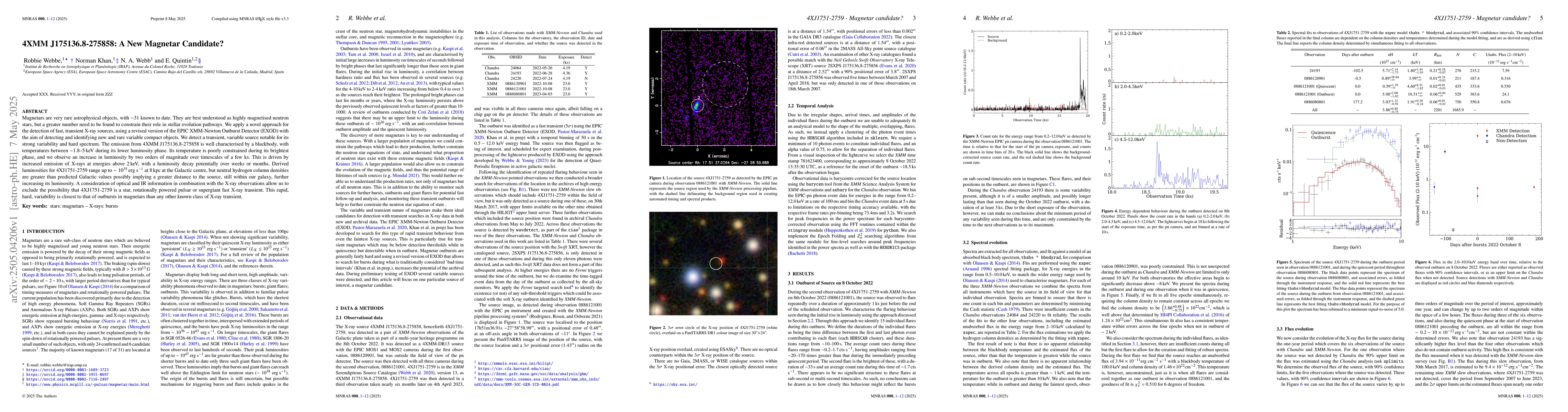 Thumbnail for 4XMM J175136.8-275858: A New Magnetar Candidate?