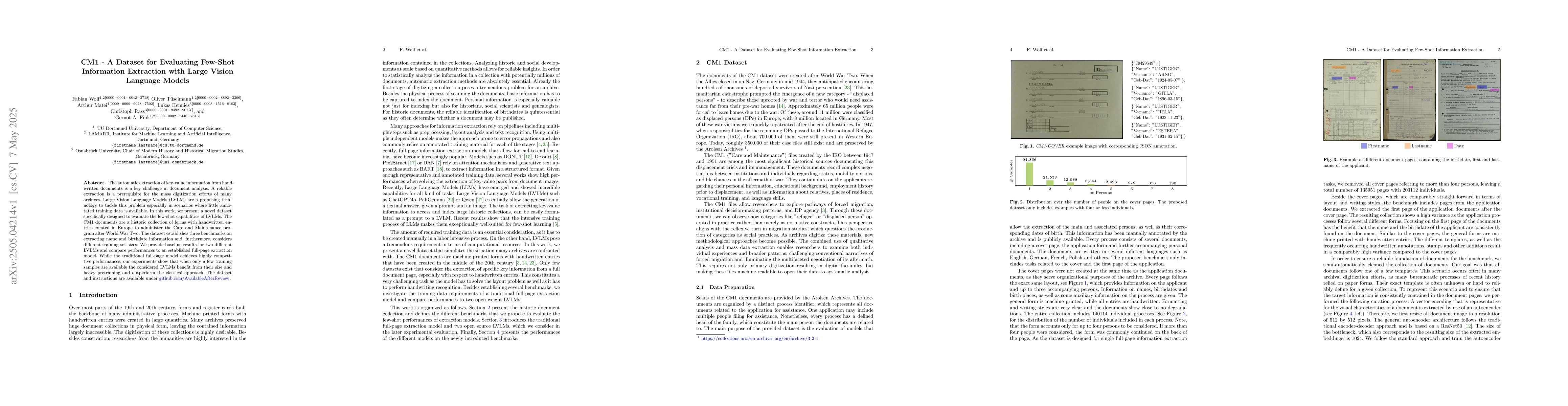 Thumbnail for CM1 -- A Dataset for Evaluating Few-Shot Information Extraction with
  Large Vision Language Models
