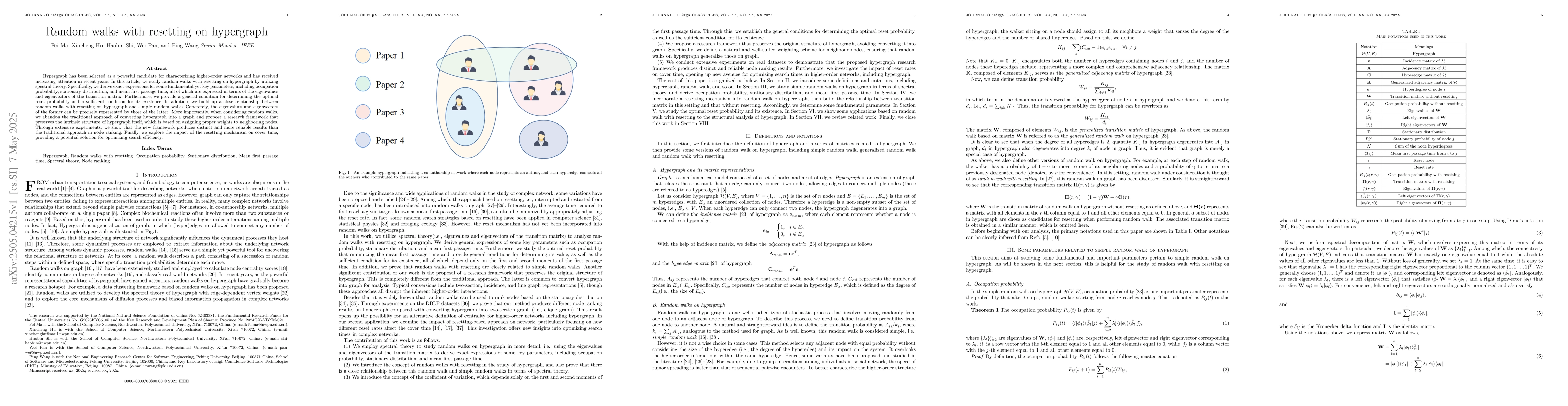 Thumbnail for Random walks with resetting on hypergraph