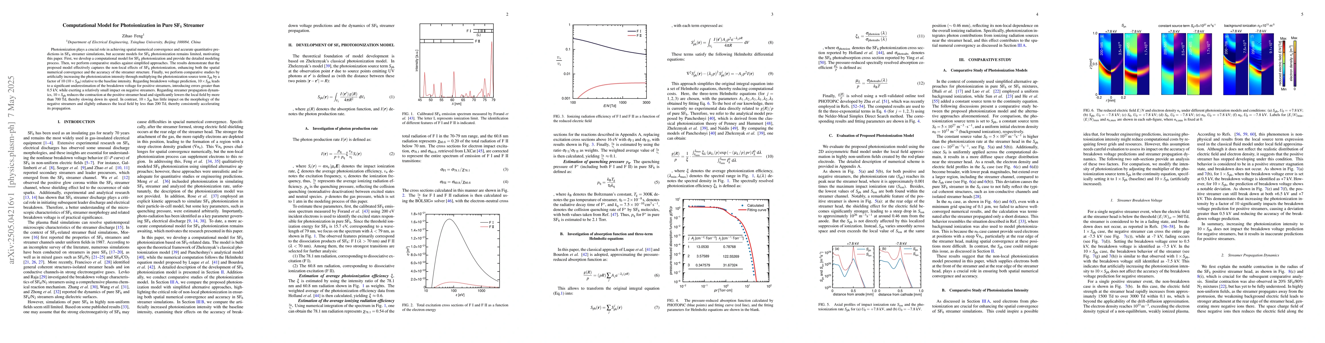 Thumbnail for Computational Model for Photoionization in Pure SF6 Streamer