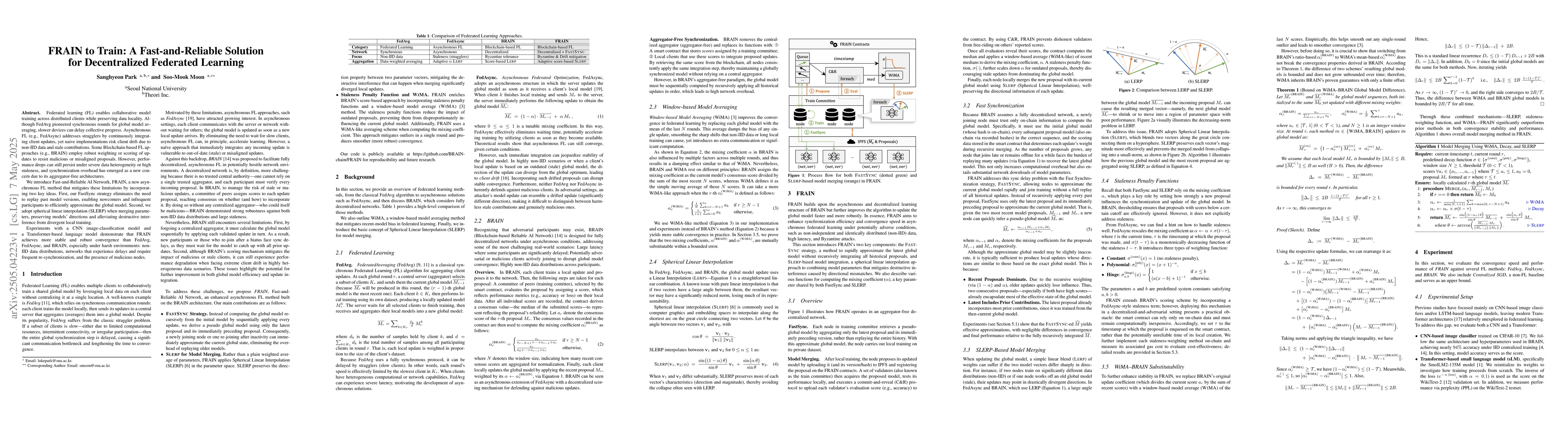 Thumbnail for FRAIN to Train: A Fast-and-Reliable Solution for Decentralized Federated
  Learning