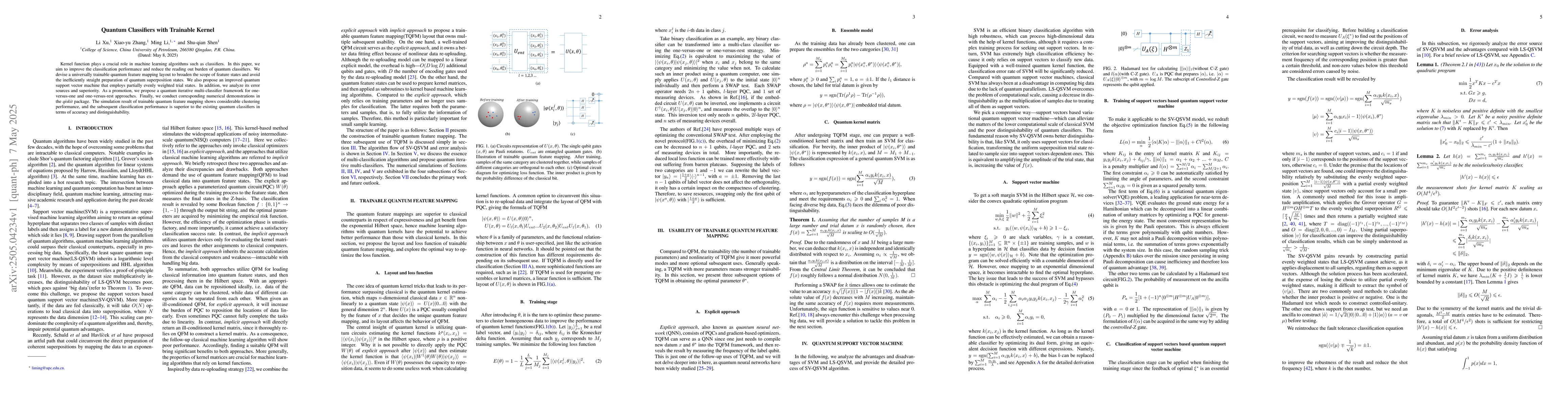 Thumbnail for Quantum Classifiers with Trainable Kernel
