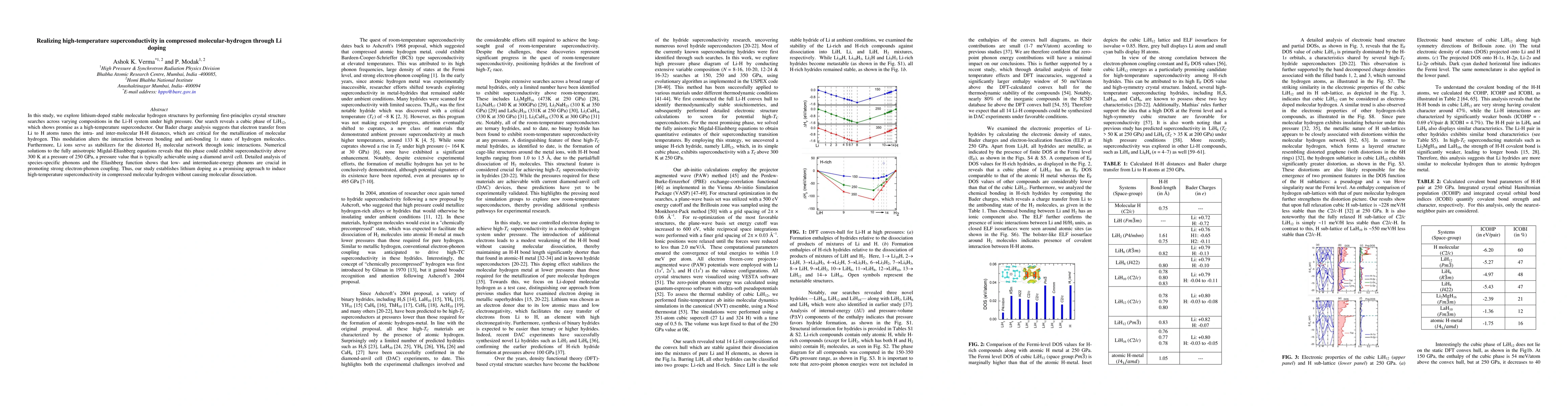Thumbnail for Realizing high-temperature superconductivity in compressed
  molecular-hydrogen through Li doping