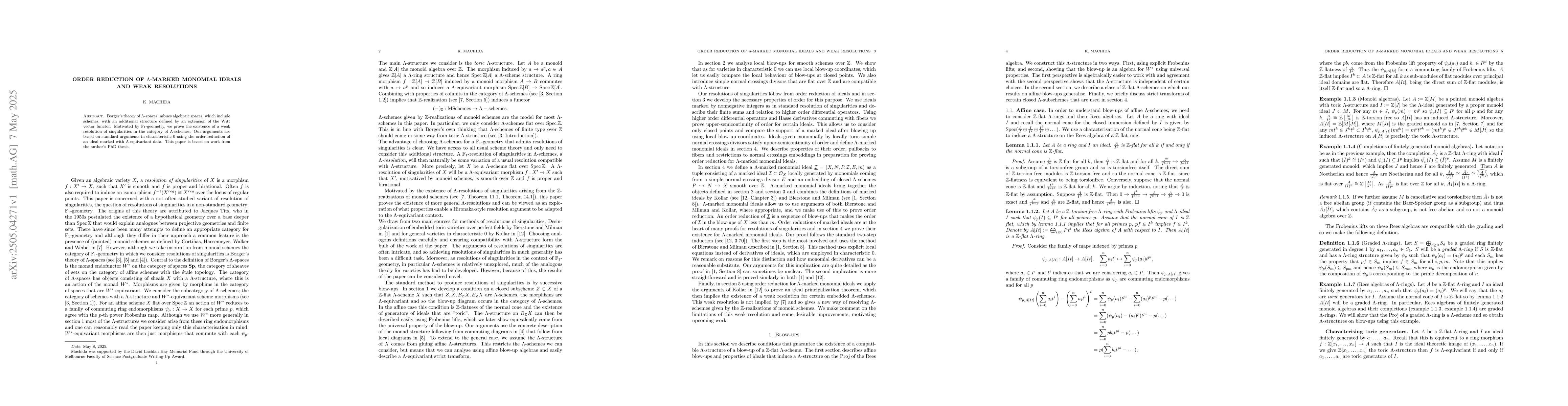 Thumbnail for Order reduction of $Λ$-marked monomial ideals and weak resolutions