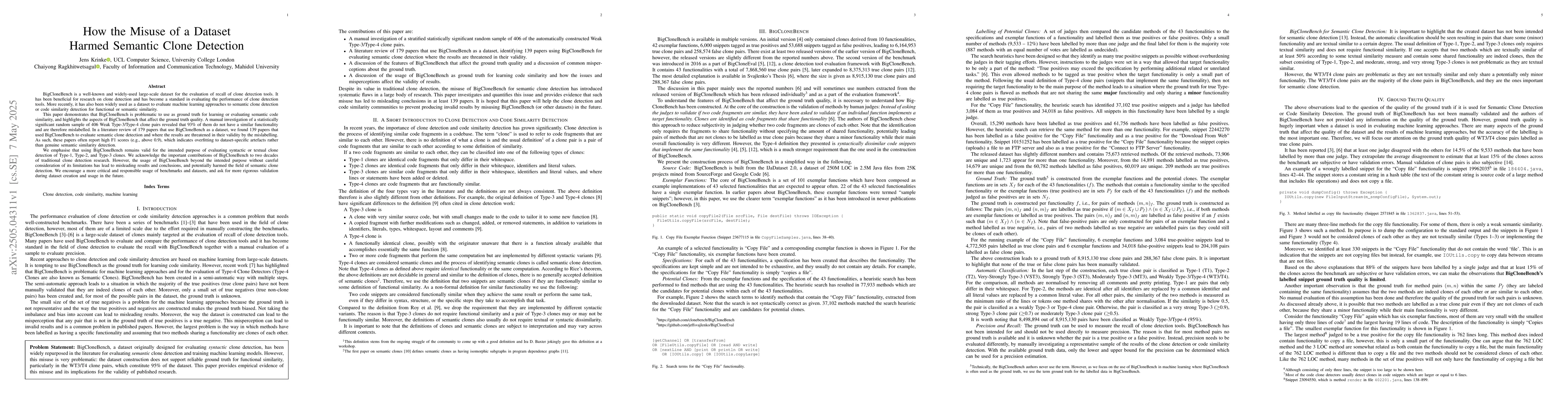 Thumbnail for How the Misuse of a Dataset Harmed Semantic Clone Detection