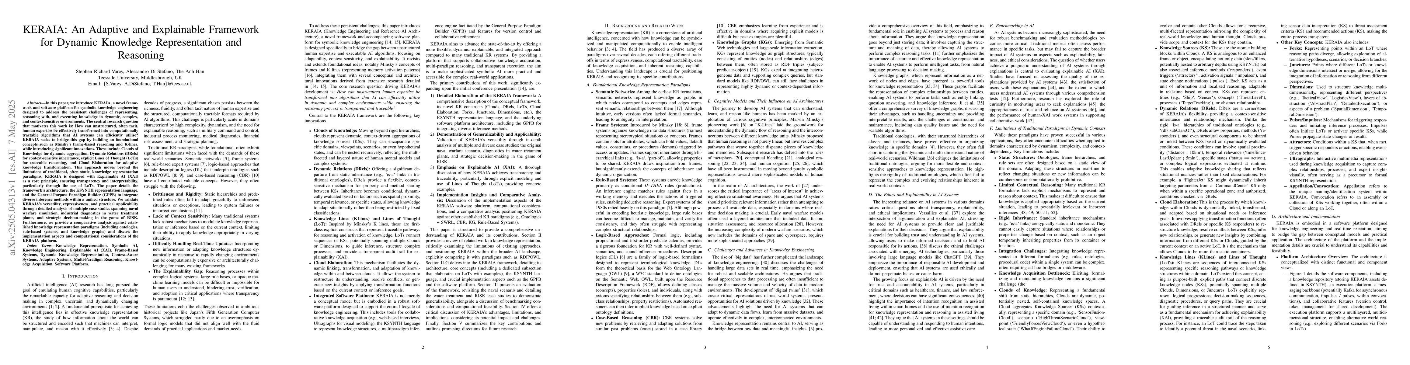Thumbnail for KERAIA: An Adaptive and Explainable Framework for Dynamic Knowledge
  Representation and Reasoning