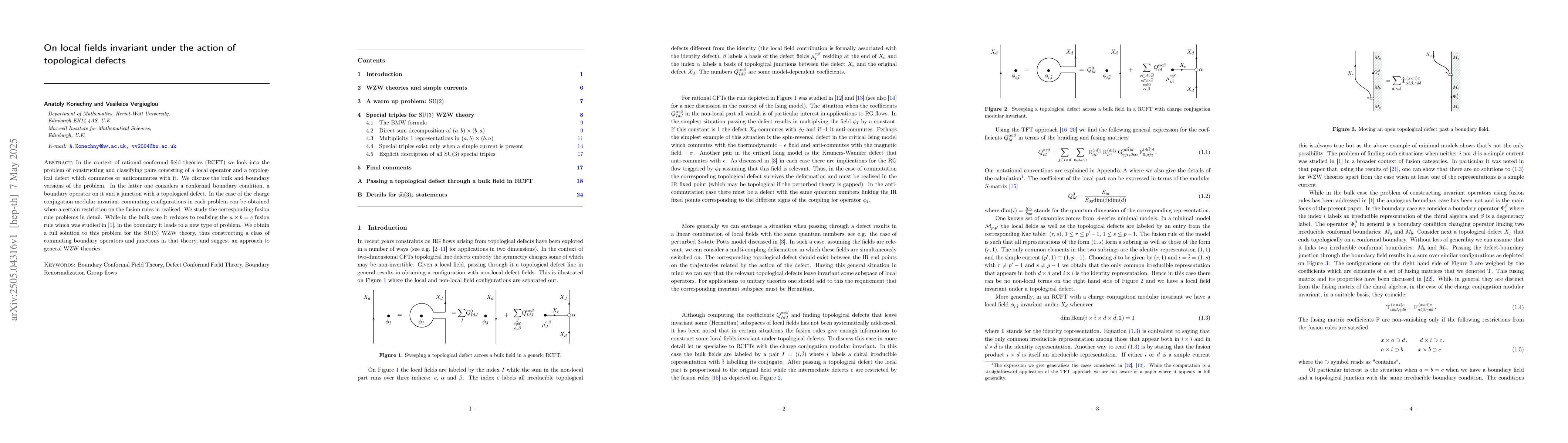 Thumbnail for On local fields invariant under the action of topological defects
