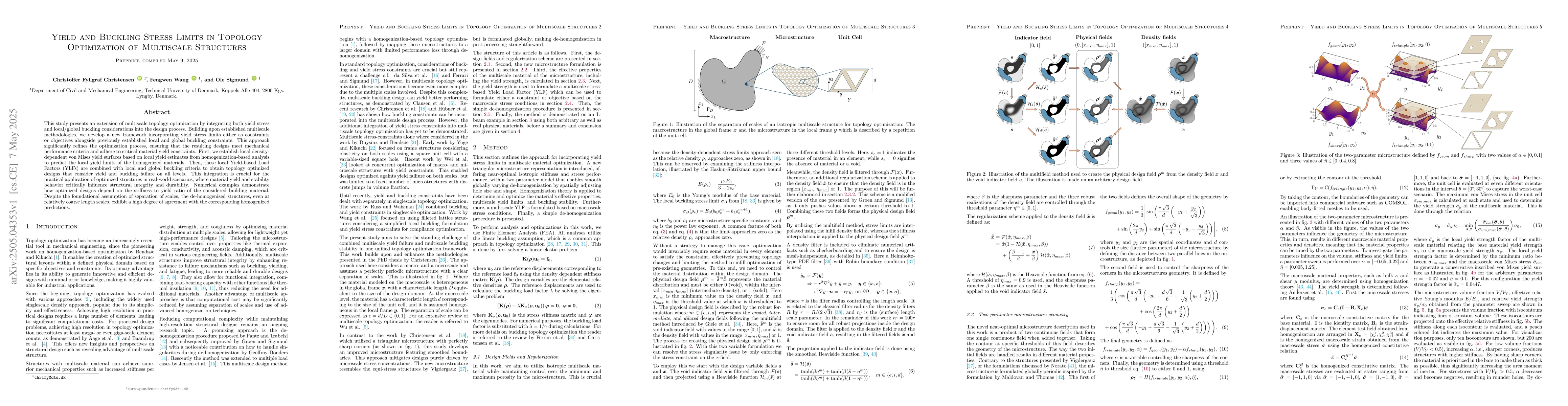 Thumbnail for Yield and Buckling Stress Limits in Topology Optimization of Multiscale
  Structures