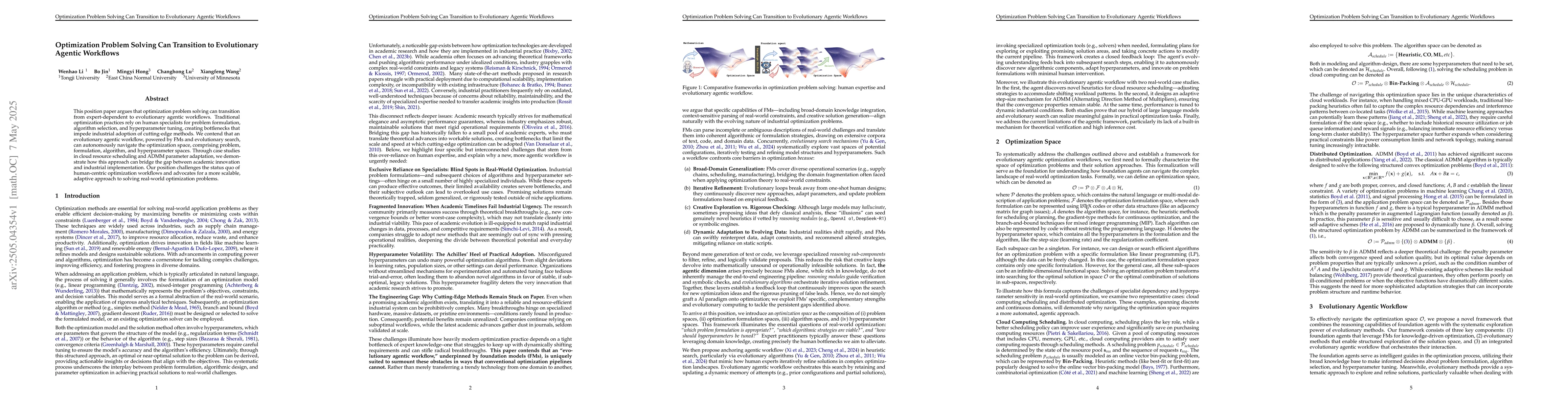 Thumbnail for Optimization Problem Solving Can Transition to Evolutionary Agentic
  Workflows